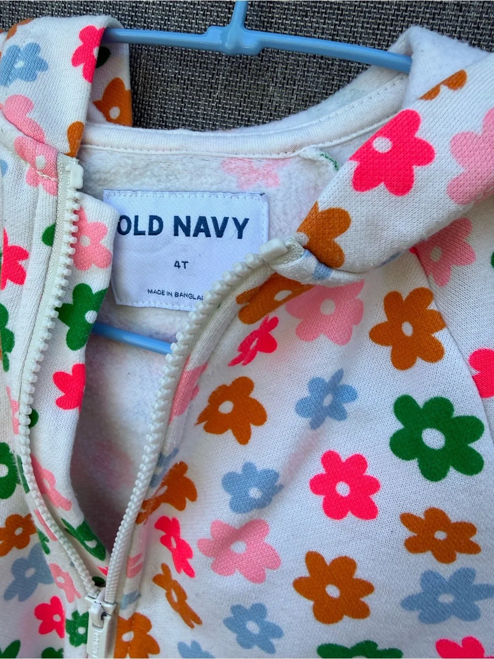 Old Navy Toddlers Hooded Sweatshirt, Cotton Blend, Floral Size 4T, Cute & Comfy